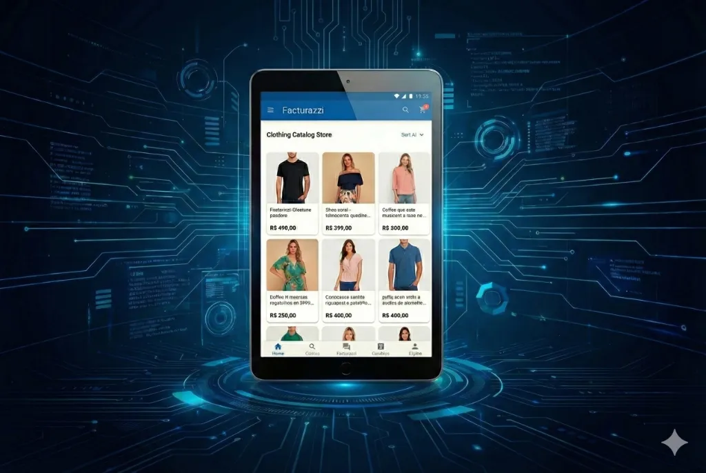 Vendedor emitiendo factura con el sistema de facturación electrónica Facturazzi